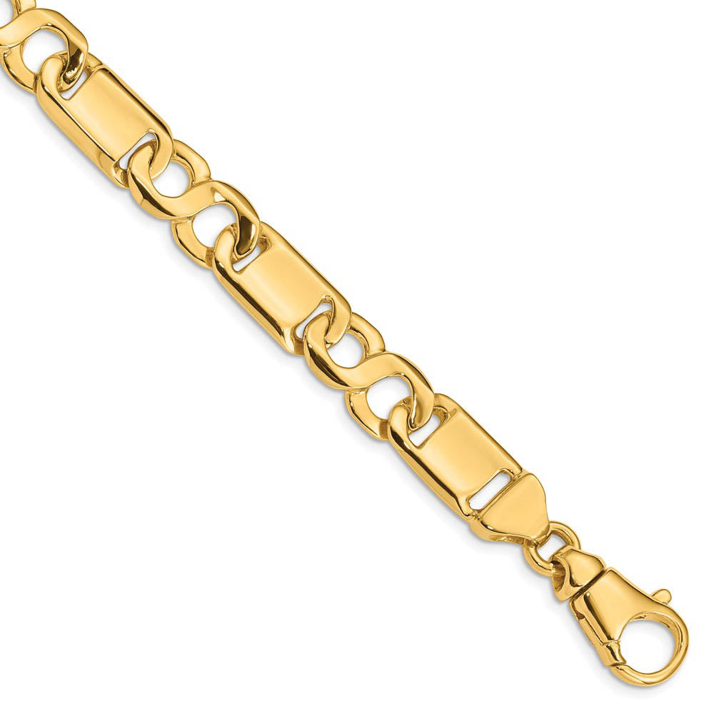 Men's 10.5mm 14K Yellow Gold Solid Fancy Link Chain Bracelet, 8.5 Inch, Item C10629 by The Black Bow Jewelry Co.