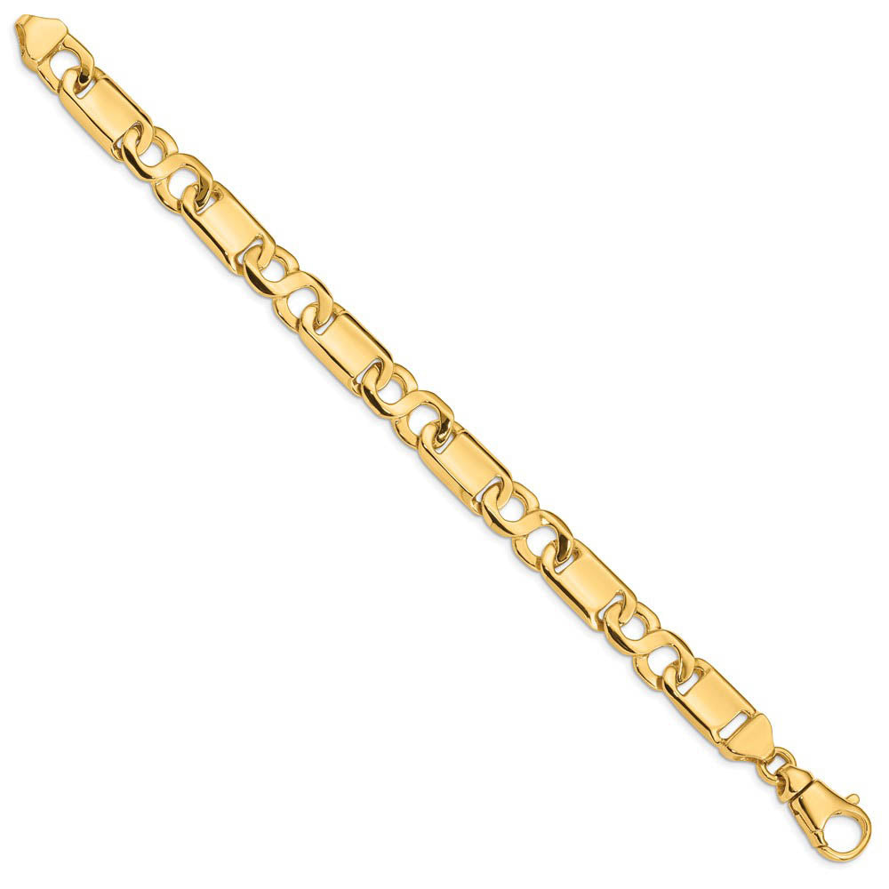 Alternate view of the Men's 10.5mm 14K Yellow Gold Solid Fancy Link Chain Bracelet, 8.5 Inch by The Black Bow Jewelry Co.