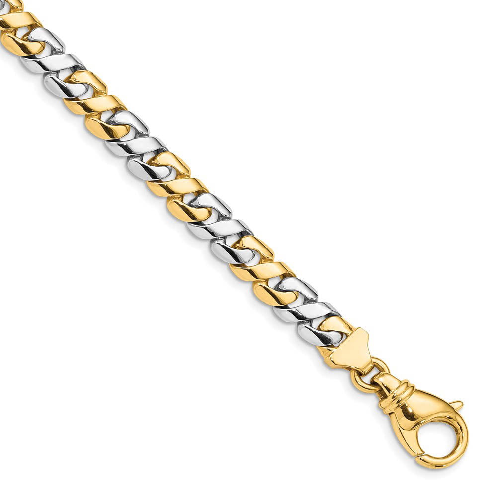 Men's 7mm 14K Two Tone Gold Fancy Figure-8 Chain Bracelet, 8.25 Inch, Item C10630 by The Black Bow Jewelry Co.