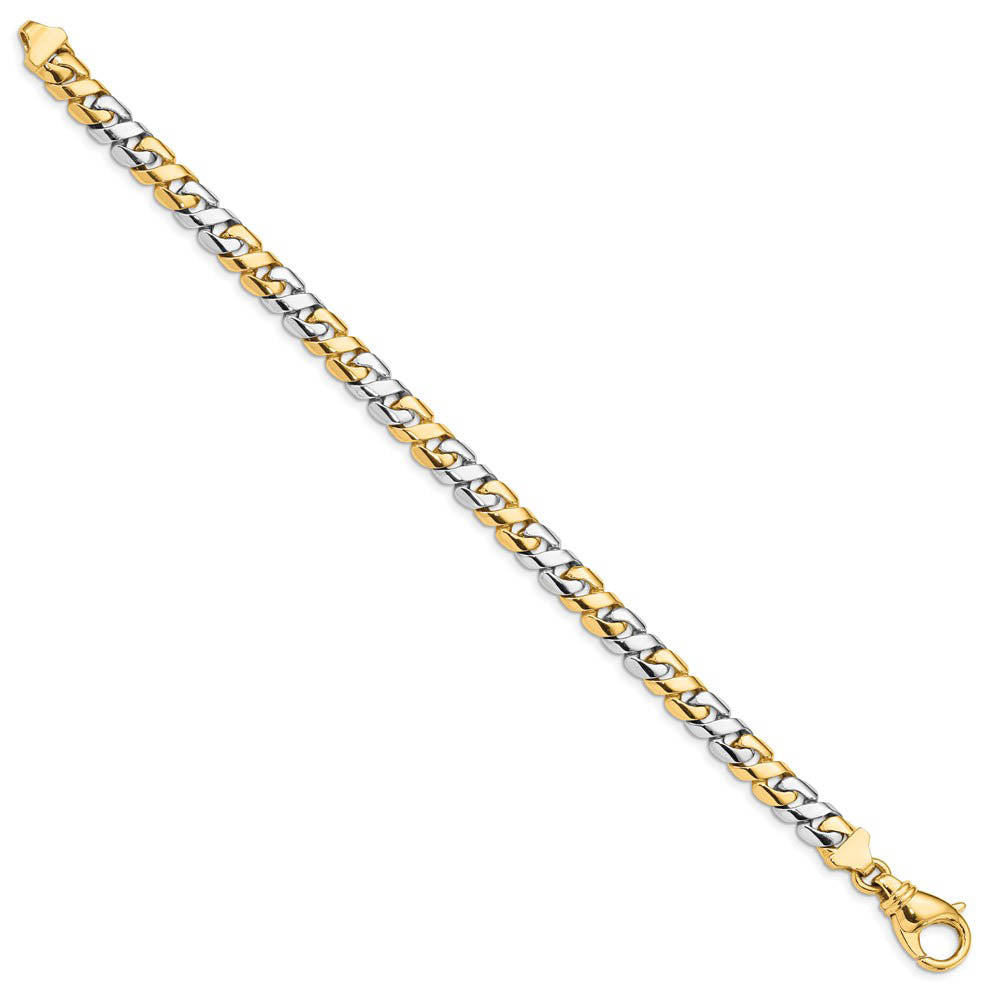 Alternate view of the Men's 7mm 14K Two Tone Gold Fancy Figure-8 Chain Bracelet, 8.25 Inch by The Black Bow Jewelry Co.