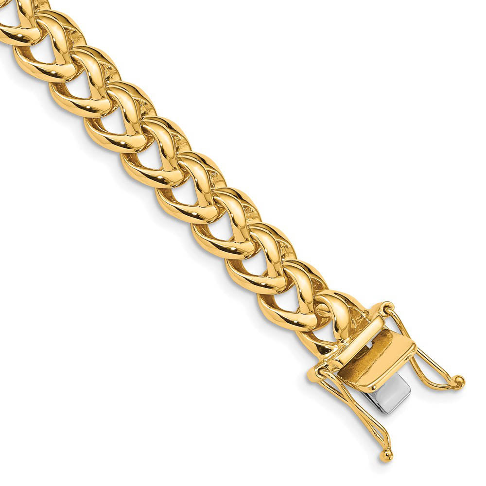 Men's 8.5mm 14K Yellow Gold Fancy Spiga Chain Bracelet, 8 Inch, Item C10632 by The Black Bow Jewelry Co.