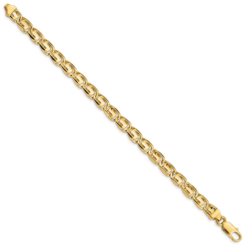 Alternate view of the 7.5mm 14K Yellow Gold Solid Fancy Link Chain Bracelet, 8 Inch by The Black Bow Jewelry Co.