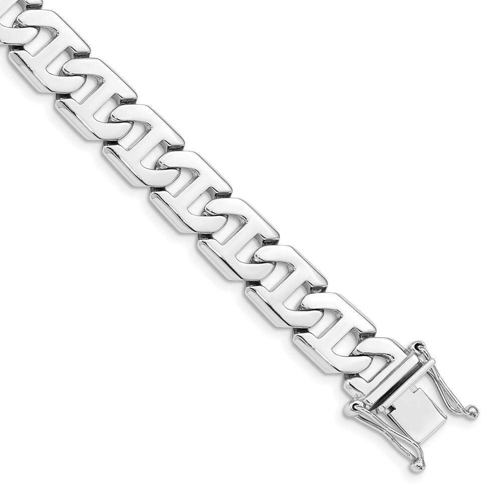 Men's 10.25mm 14k White Gold Solid Fancy Anchor Chain Bracelet, 8 Inch, Item C10634 by The Black Bow Jewelry Co.