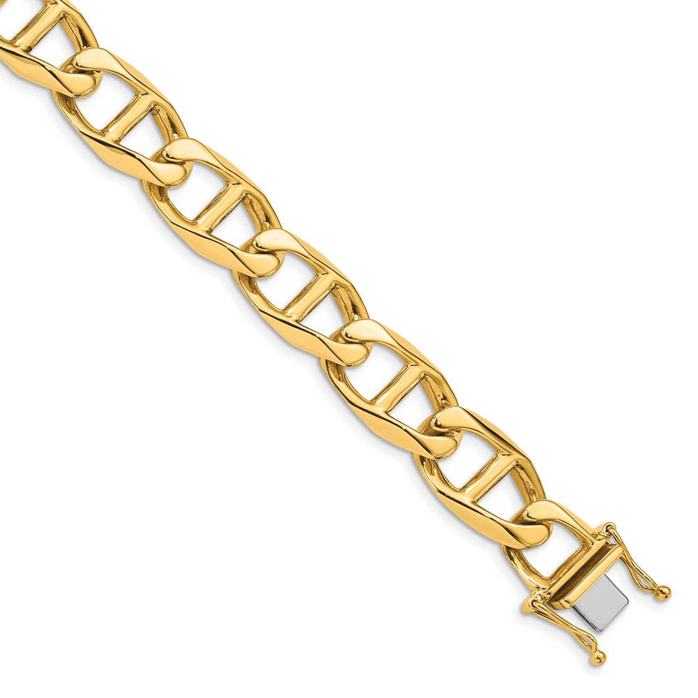 Men's 12.5mm 14K Yellow Gold Solid Anchor Chain Bracelet, 8 Inch, Item C10635 by The Black Bow Jewelry Co.