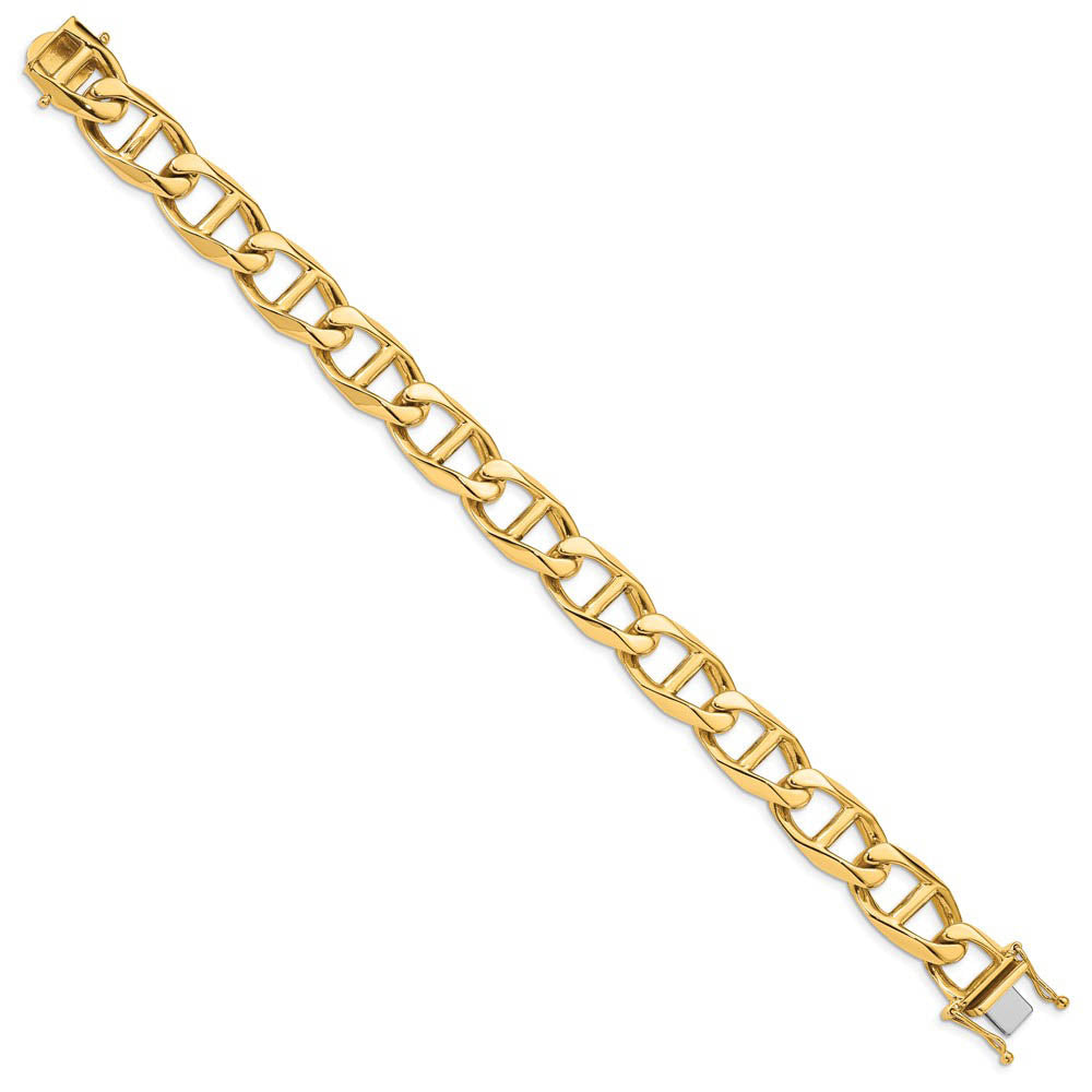 Alternate view of the Men's 12.5mm 14K Yellow Gold Solid Anchor Chain Bracelet, 8 Inch by The Black Bow Jewelry Co.