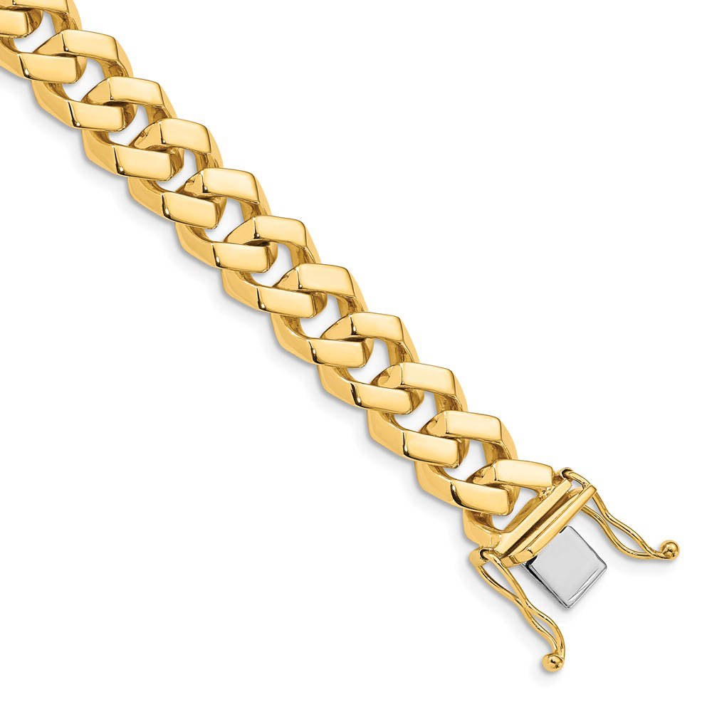 Men's 10mm 14K Yellow Gold Solid Fancy Curb Chain Bracelet, 8 Inch, Item C10636 by The Black Bow Jewelry Co.