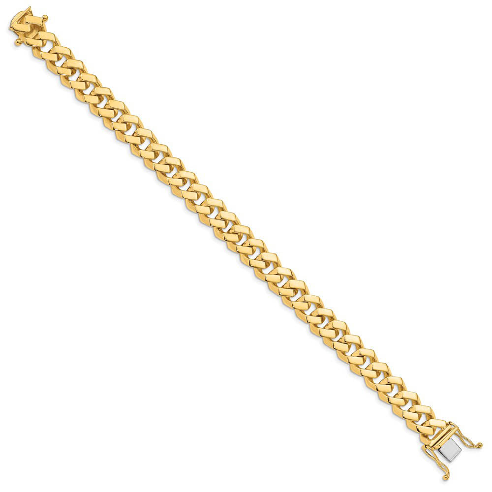 Alternate view of the Men's 10mm 14K Yellow Gold Solid Fancy Curb Chain Bracelet, 8 Inch by The Black Bow Jewelry Co.