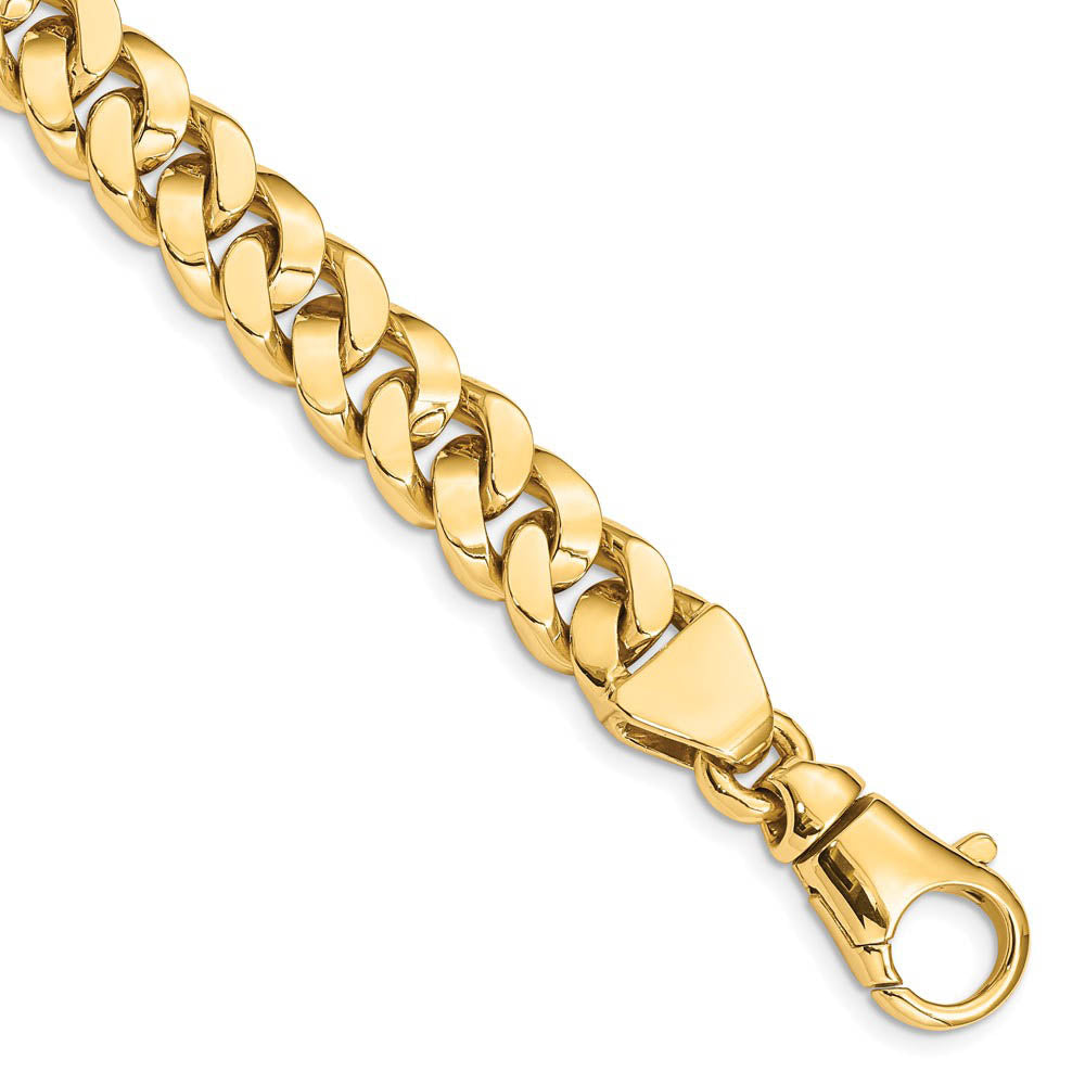 Men's 14k Yellow Gold Plated Diamond-Cut Link Bracelet - 10mm Width, 7 Inches