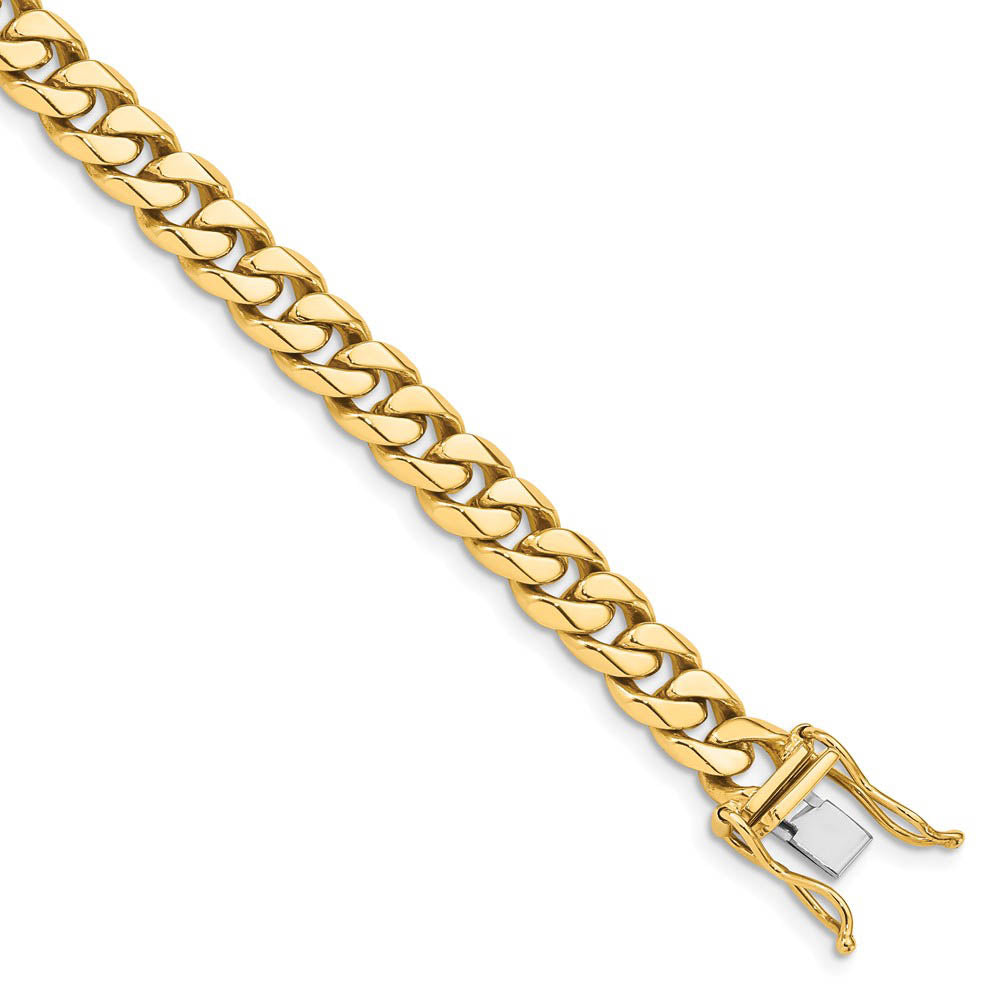 7mm 14K Yellow Gold Solid Miami Cuban (Curb) Chain Bracelet, 8.25 Inch, Item C10638 by The Black Bow Jewelry Co.