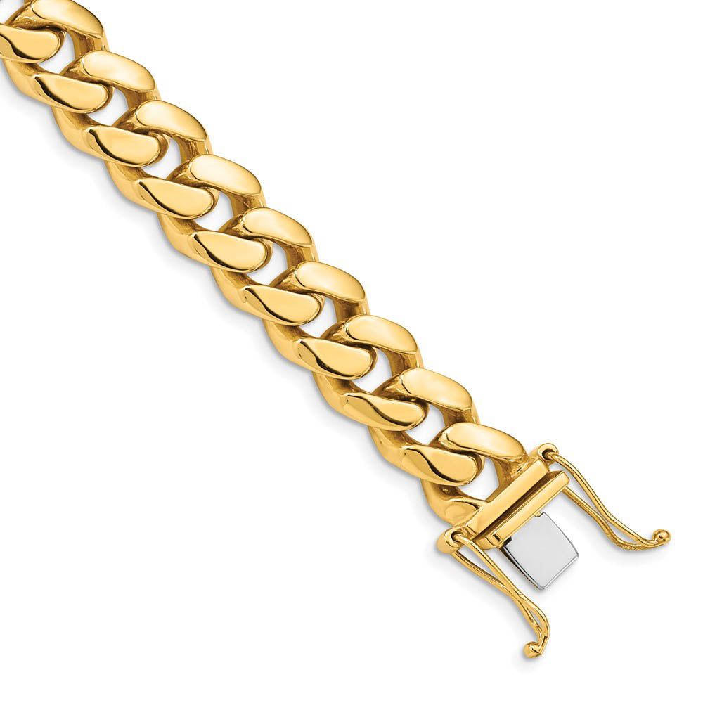 Mens 10.7mm 14K Yellow Gold Miami Cuban (Curb) Chain Bracelet, 8.25 In, Item C10640 by The Black Bow Jewelry Co.