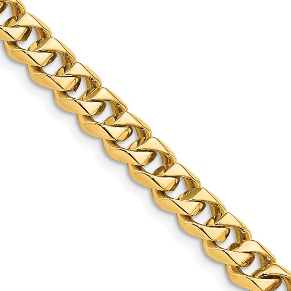 7mm 14K Yellow Gold Solid Classic Curb Chain Bracelet, 8 Inch, Item C10641 by The Black Bow Jewelry Co.