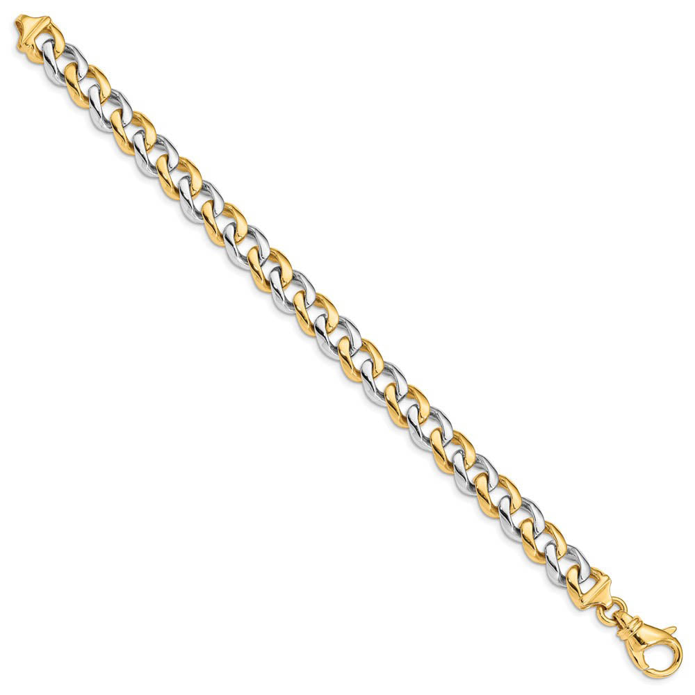 Alternate view of the 9.25mm 14K Two Tone Gold Solid Classic Curb Chain Bracelet, 8 Inch by The Black Bow Jewelry Co.
