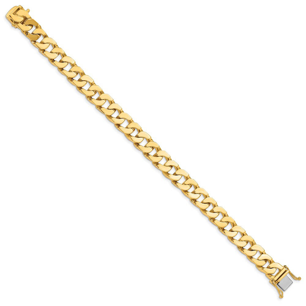 Alternate view of the Men's 10mm 14K Yellow Gold Solid Flat Curb Chain Bracelet, 8 Inch by The Black Bow Jewelry Co.