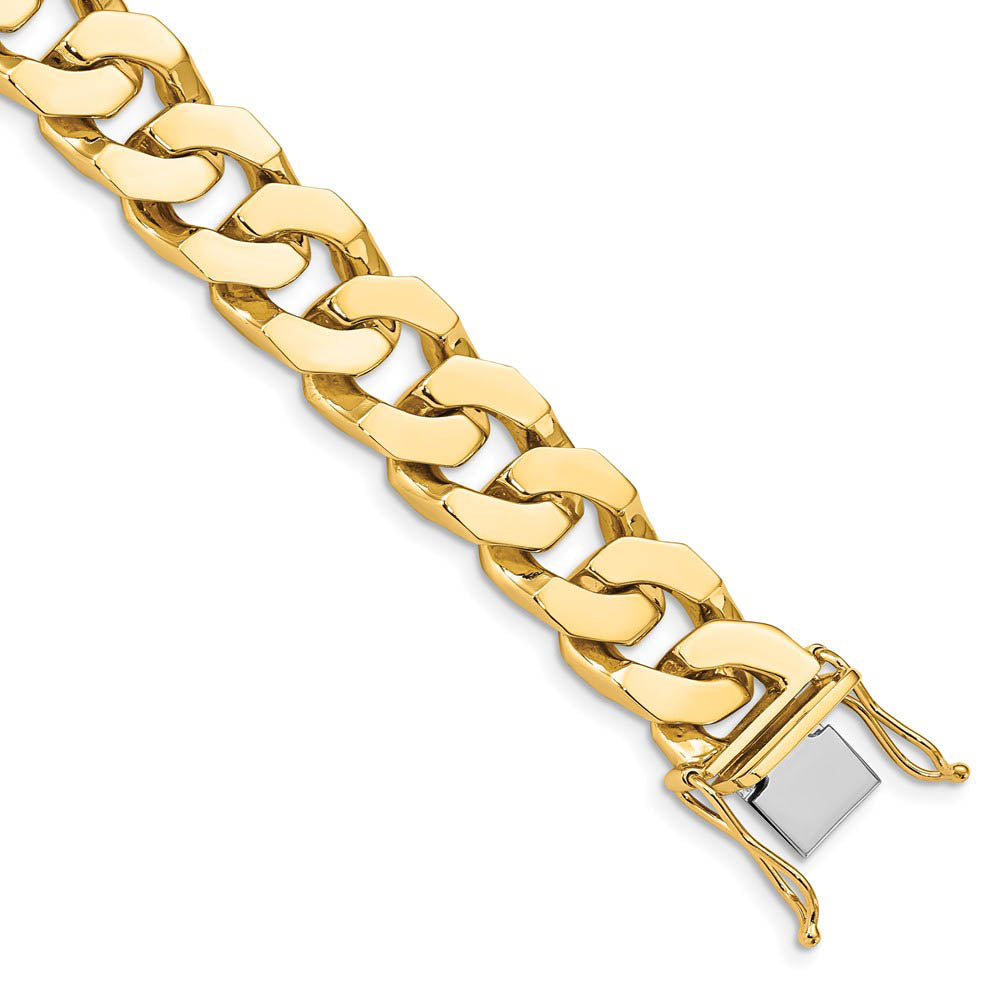 Men's 11.5mm 14K Yellow Gold Solid Flat Curb Chain Bracelet, 8 Inch, Item C10645 by The Black Bow Jewelry Co.