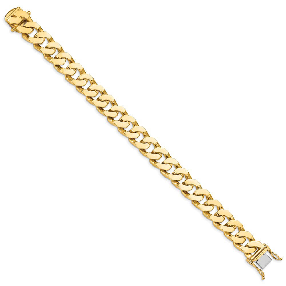 Alternate view of the Men's 11.5mm 14K Yellow Gold Solid Flat Curb Chain Bracelet, 8 Inch by The Black Bow Jewelry Co.