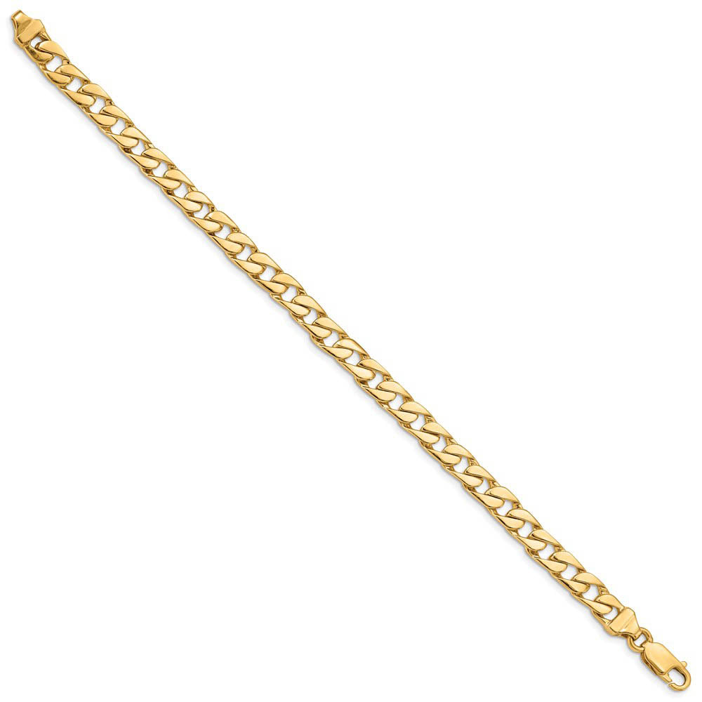 Alternate view of the Men's 6.5mm 14K Yellow Gold Solid Flat Curb Chain Bracelet, 8 Inch by The Black Bow Jewelry Co.