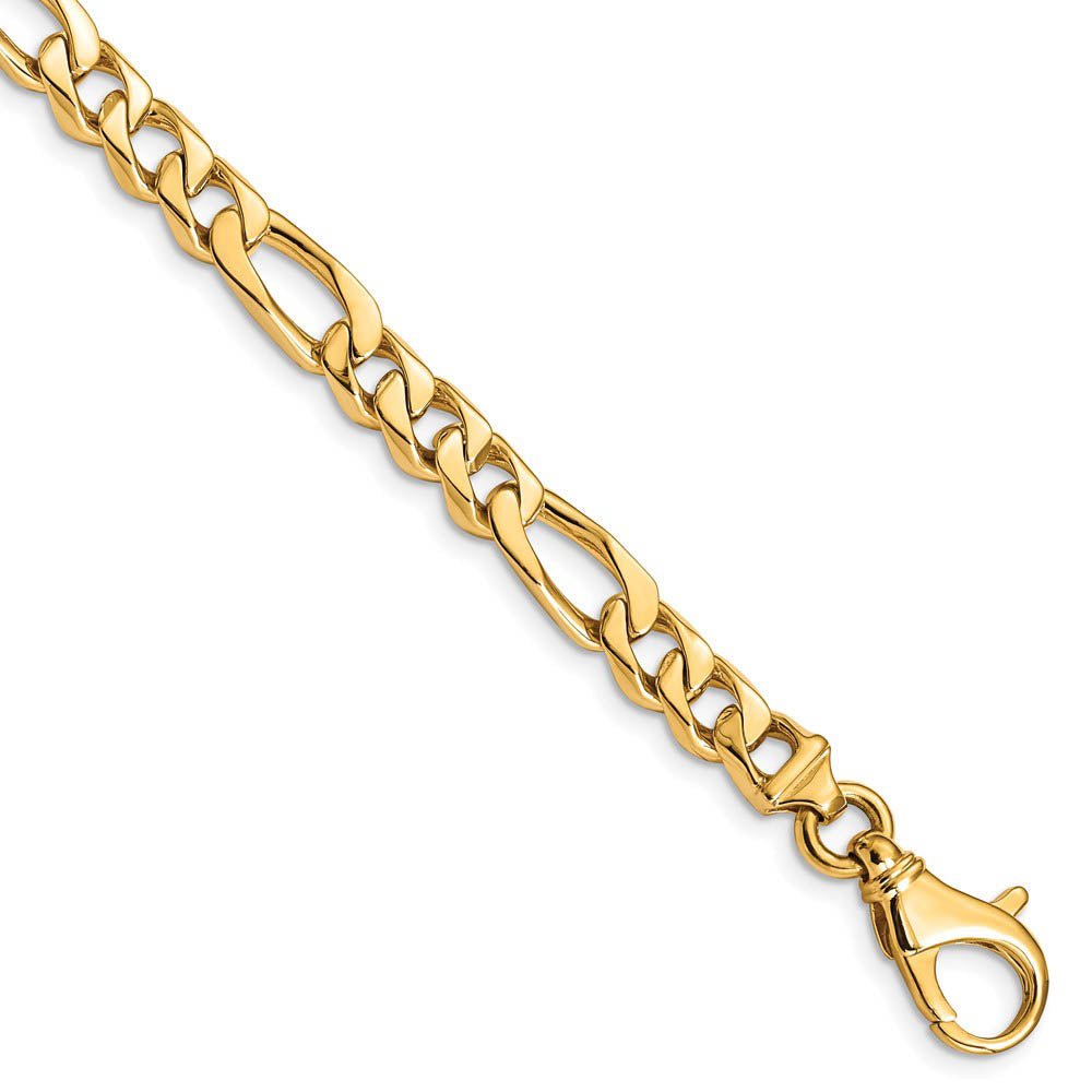 6.5mm 14K Yellow Gold Solid Flat Figaro Chain Bracelet, 8 Inch, Item C10649 by The Black Bow Jewelry Co.