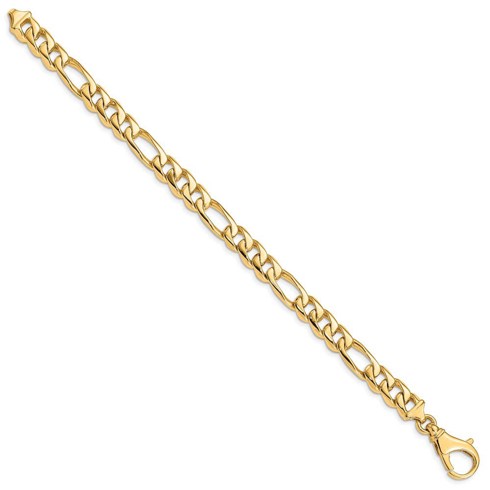 Alternate view of the Men's 8.5mm 14K Yellow Gold Solid Flat Figaro Chain Bracelet, 8 Inch by The Black Bow Jewelry Co.