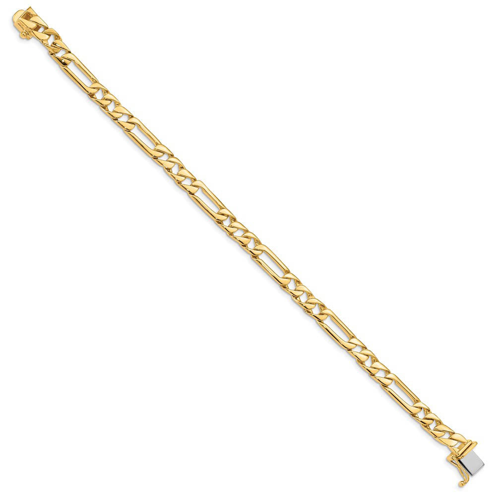 Alternate view of the 6mm 14K Yellow Gold Solid Fancy Figaro Chain Bracelet, 8 Inch by The Black Bow Jewelry Co.