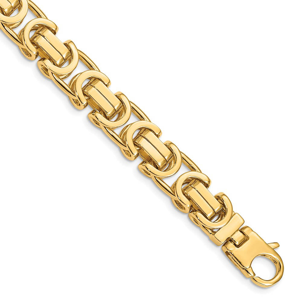 Mens 10mm 14K Yellow Gold Fancy Byzantine Chain Bracelet, 8.5 Inch, Item C10654 by The Black Bow Jewelry Co.