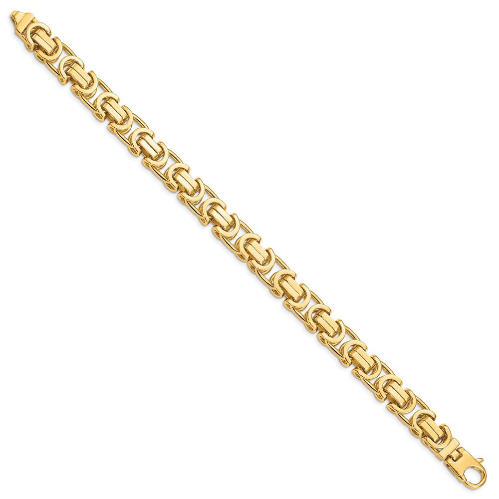 Alternate view of the Mens 10mm 14K Yellow Gold Fancy Byzantine Chain Bracelet, 8.5 Inch by The Black Bow Jewelry Co.