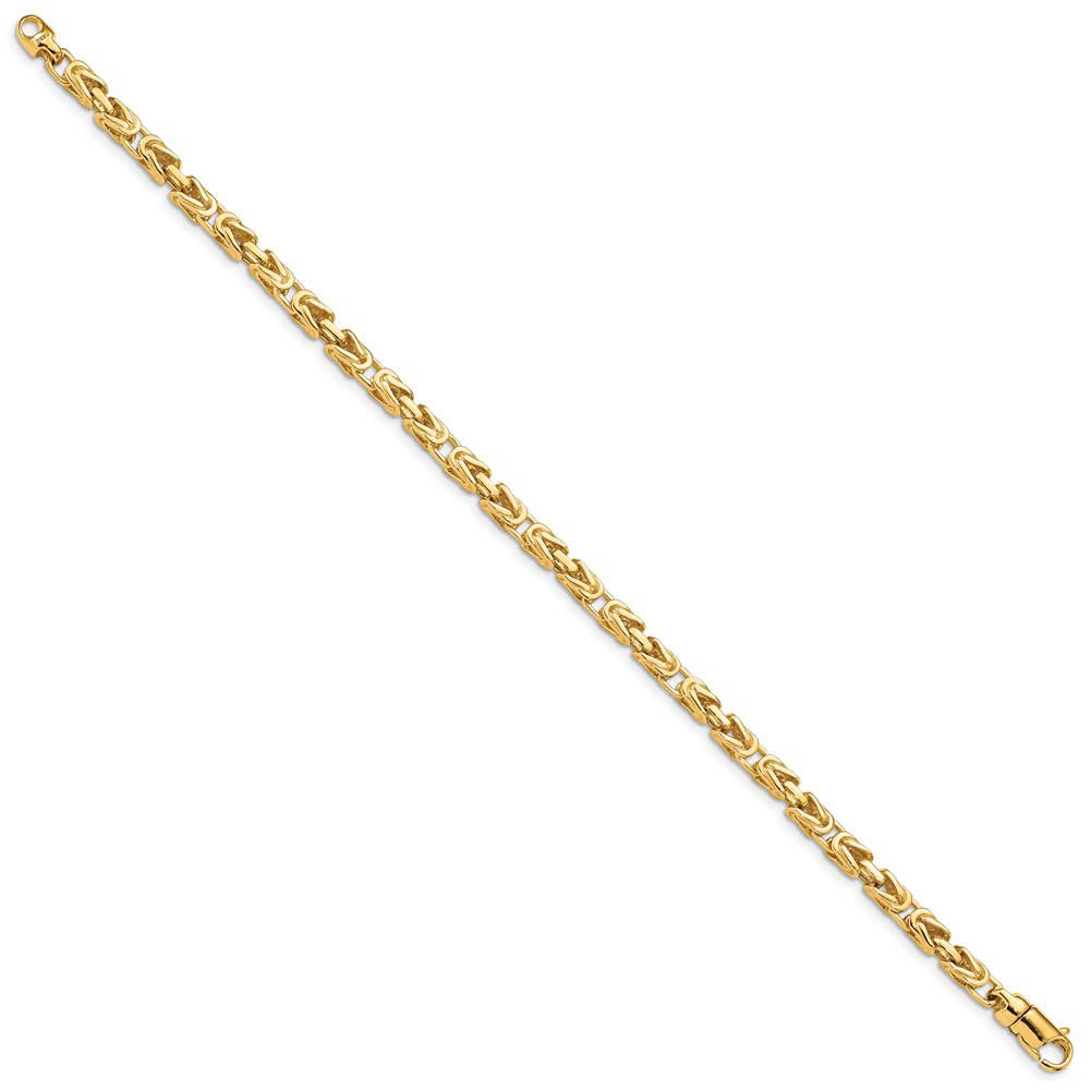 Alternate view of the 4mm 14K Yellow Gold Solid Byzantine Chain Bracelet, 8.5 Inch by The Black Bow Jewelry Co.