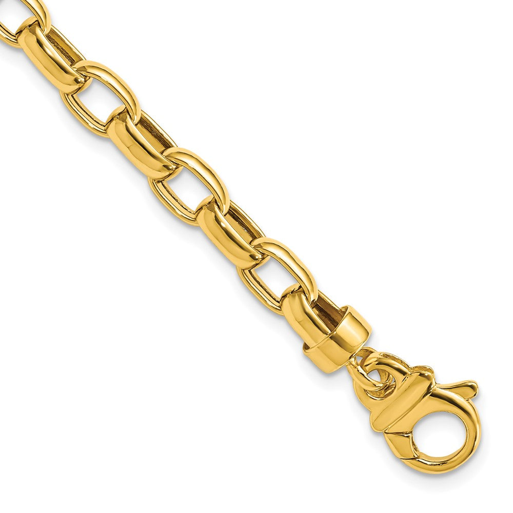 6.25mm 14K Yellow Gold Hollow Fancy Rolo Chain Bracelet, 7.5 Inch, Item C10659 by The Black Bow Jewelry Co.