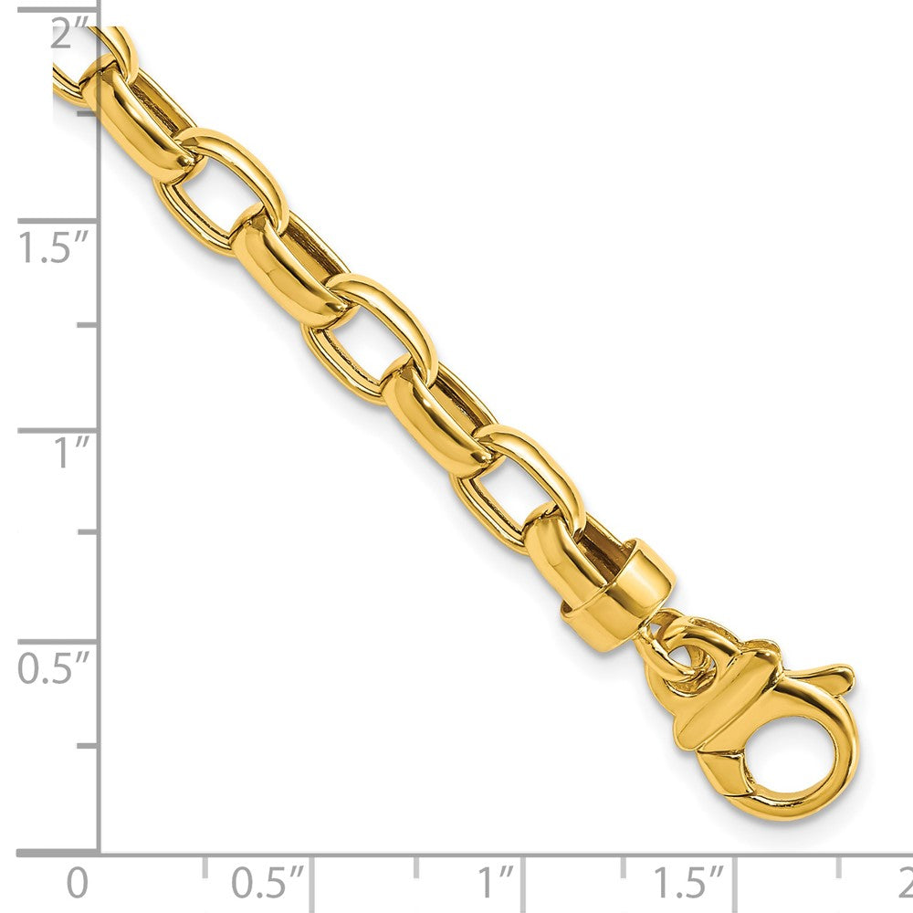 Alternate view of the 6.25mm 14K Yellow Gold Hollow Fancy Rolo Chain Bracelet, 7.5 Inch by The Black Bow Jewelry Co.