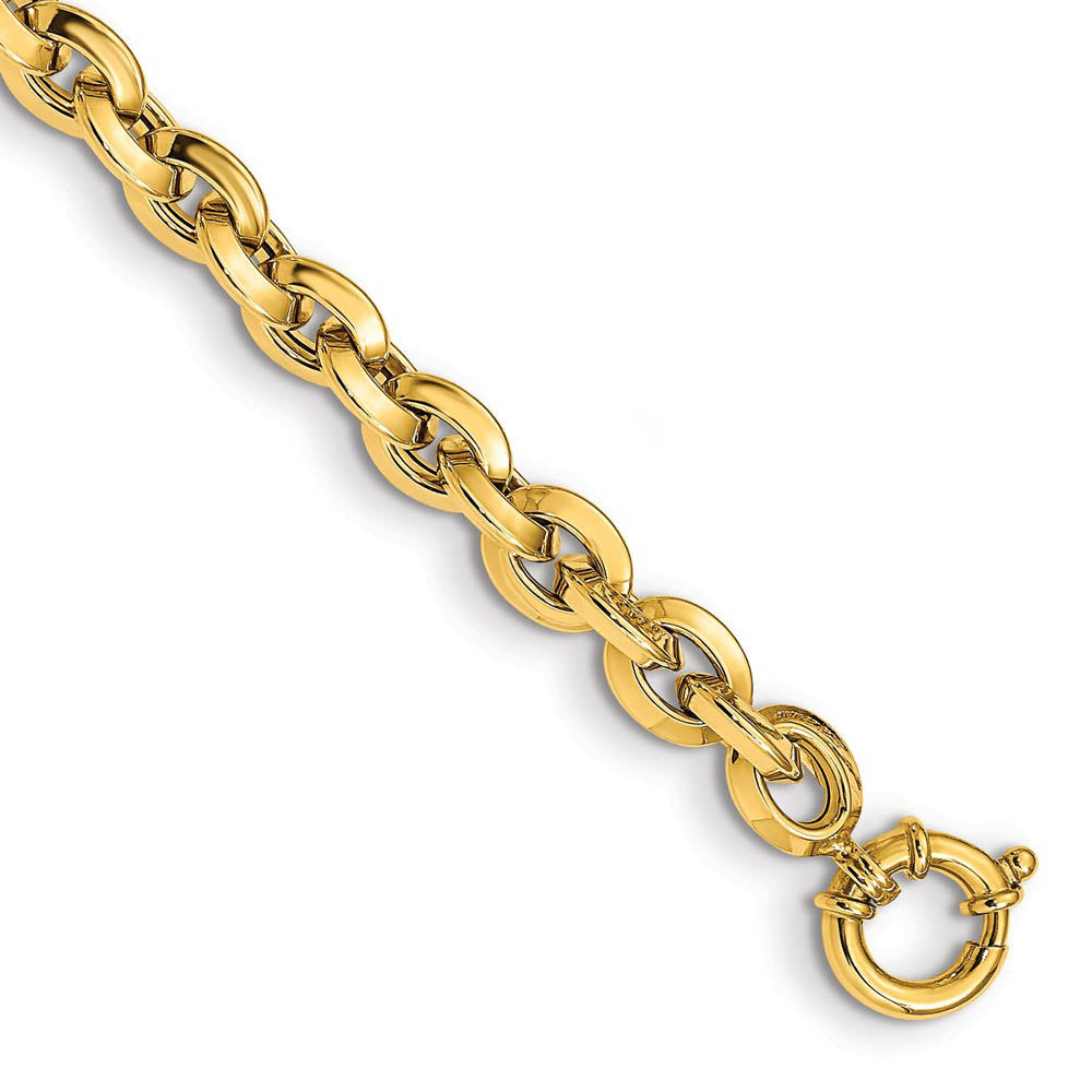 8mm 14K Yellow Gold Hollow Knife Edge Rolo Chain Bracelet, 8 Inch, Item C10661 by The Black Bow Jewelry Co.