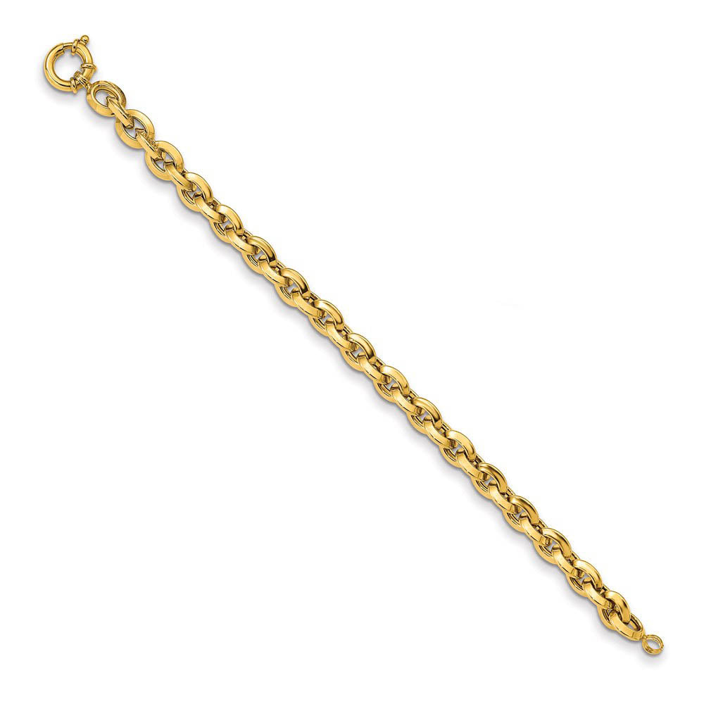Alternate view of the 8mm 14K Yellow Gold Hollow Knife Edge Rolo Chain Bracelet, 8 Inch by The Black Bow Jewelry Co.