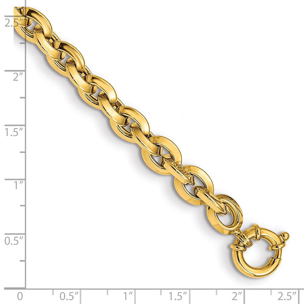 Alternate view of the 8mm 14K Yellow Gold Hollow Knife Edge Rolo Chain Bracelet, 8 Inch by The Black Bow Jewelry Co.