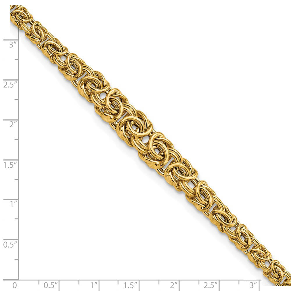 Alternate view of the 10mm 14K Yellow Gold Graduated Byzantine Chain Bracelet, 7.25 Inch by The Black Bow Jewelry Co.