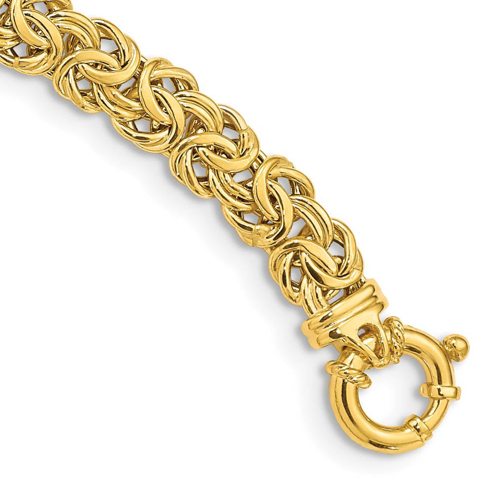 8mm 14K Yellow Gold Hollow Flat Byzantine Chain Bracelet, 7.5 Inch, Item C10667 by The Black Bow Jewelry Co.