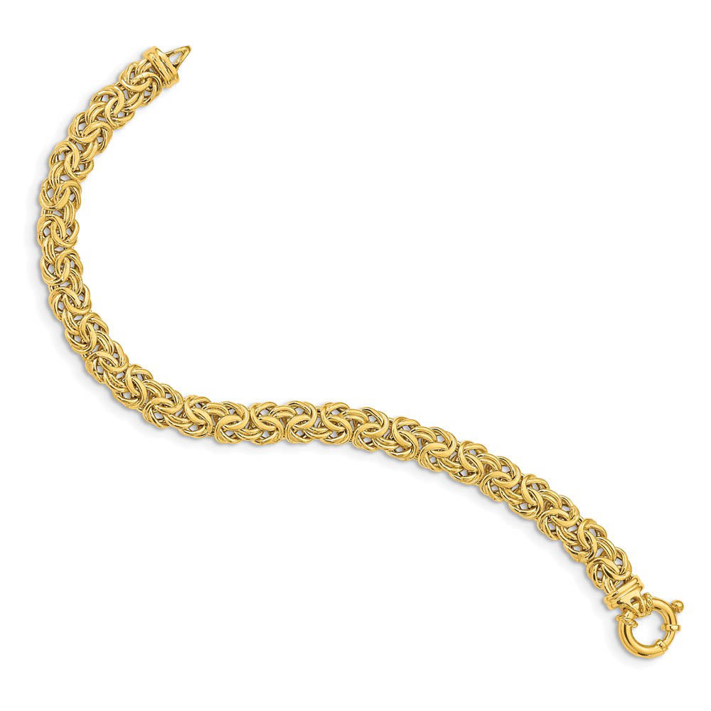 Alternate view of the 8mm 14K Yellow Gold Hollow Flat Byzantine Chain Bracelet, 7.5 Inch by The Black Bow Jewelry Co.