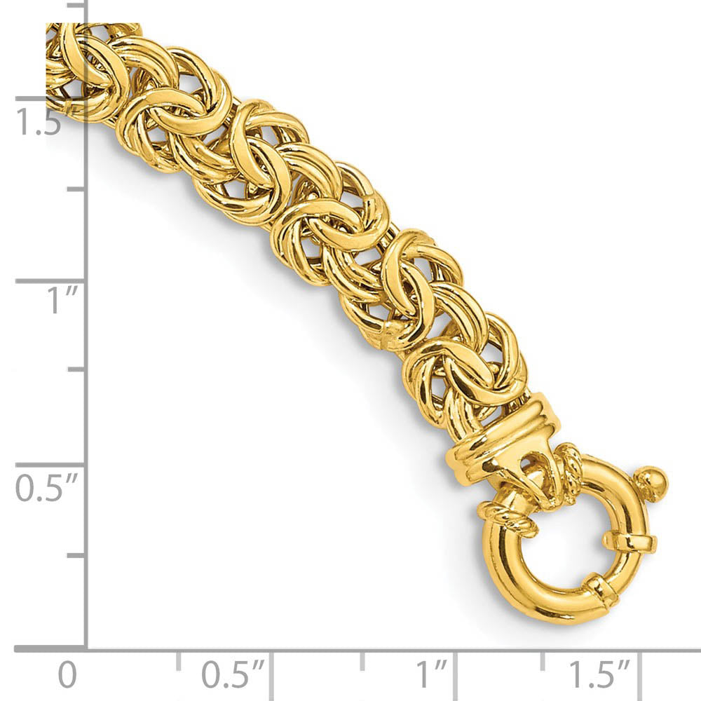 Alternate view of the 8mm 14K Yellow Gold Hollow Flat Byzantine Chain Bracelet, 7.5 Inch by The Black Bow Jewelry Co.