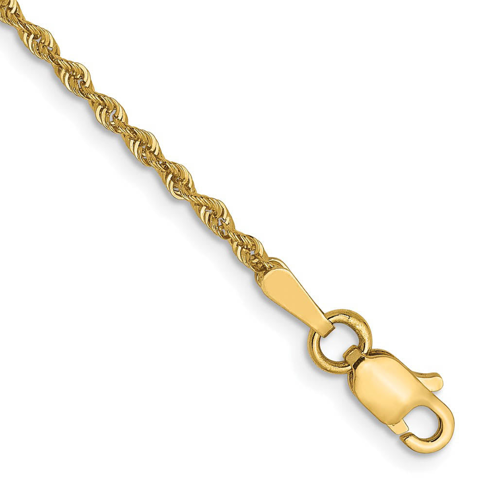 1.6mm 14K Yellow Gold Solid Classic Rope Chain Bracelet, 7 Inch, Item C10671 by The Black Bow Jewelry Co.