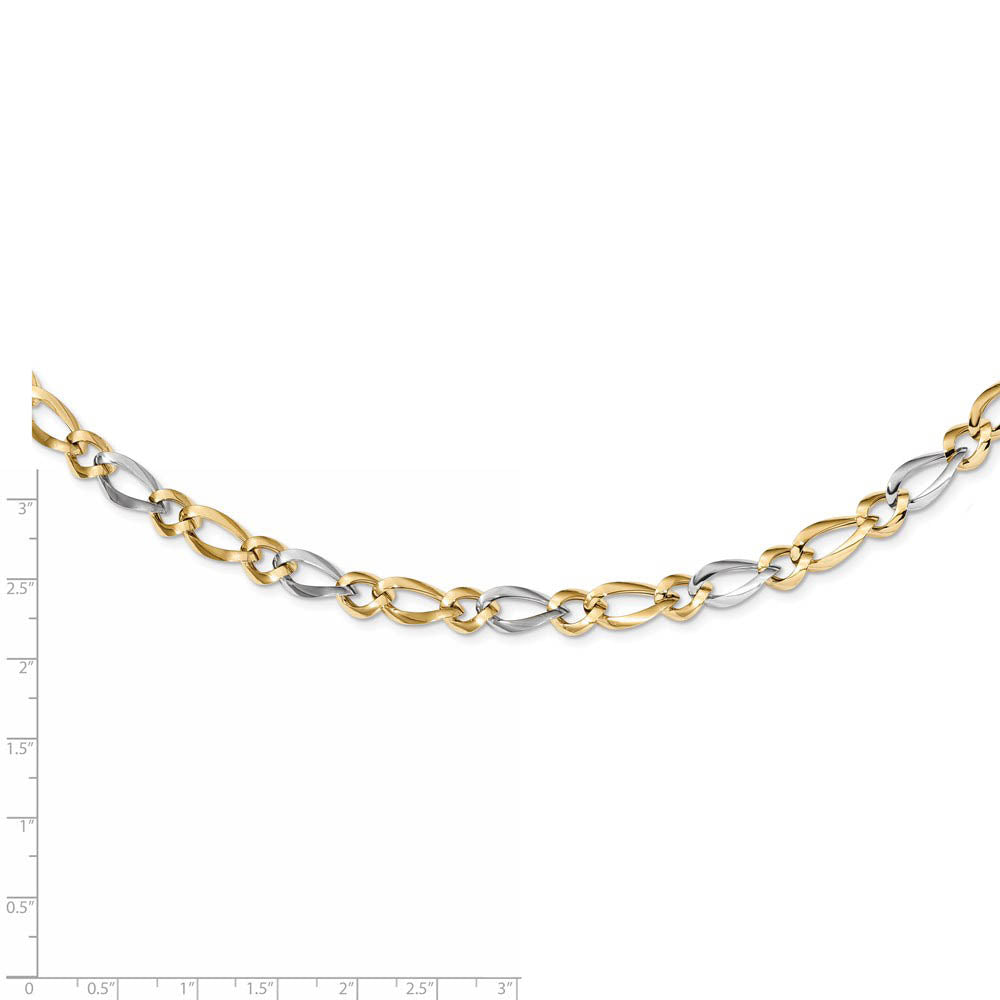 Alternate view of the 7.25mm 14K Two Tone Gold Hollow Polished Link Chain Necklace, 17.5 In by The Black Bow Jewelry Co.