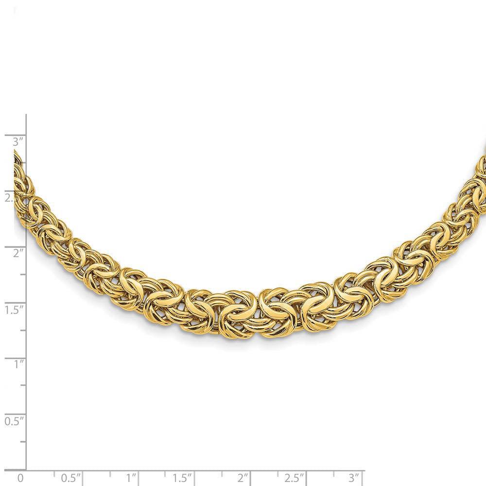 Alternate view of the 10mm 14K Yellow Gold Graduated Byzantine Chain Necklace, 17.25 Inch by The Black Bow Jewelry Co.