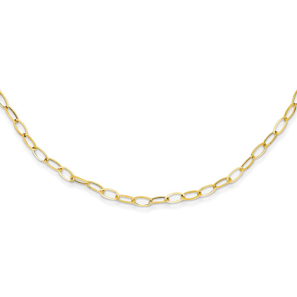4mm 14K Yellow Gold Solid Open Oval Cable Chain Necklace, 18 Inch, Item C10687 by The Black Bow Jewelry Co.