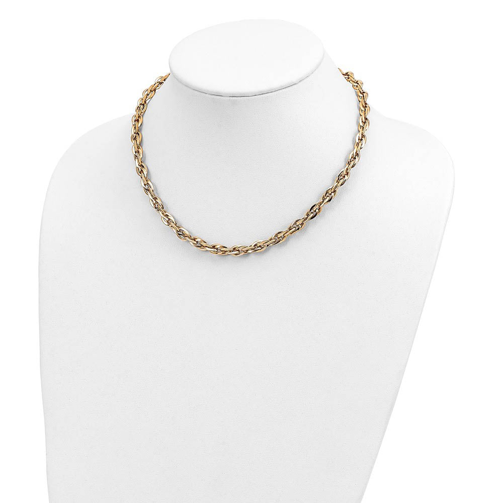 Alternate view of the 6.5mm 14K Yellow Gold Hollow Loose Rope Chain Necklace, 17.5 Inch by The Black Bow Jewelry Co.