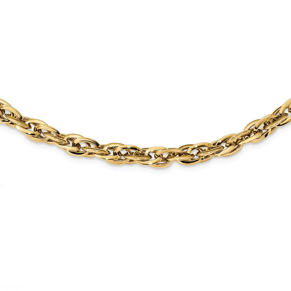 Alternate view of the 6.5mm 14K Yellow Gold Hollow Loose Rope Chain Necklace, 17.5 Inch by The Black Bow Jewelry Co.
