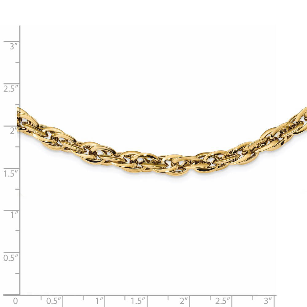 Alternate view of the 6.5mm 14K Yellow Gold Hollow Loose Rope Chain Necklace, 17.5 Inch by The Black Bow Jewelry Co.