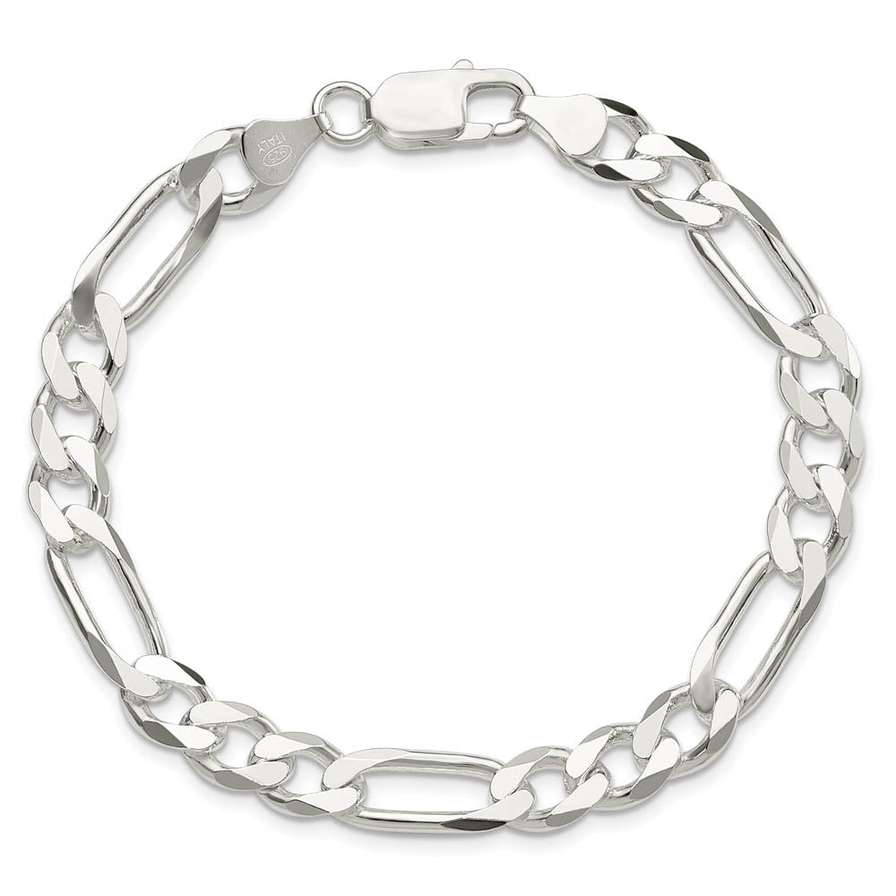 Alternate view of the Men's 7.5mm Sterling Silver Solid Figaro Chain Bracelet by The Black Bow Jewelry Co.