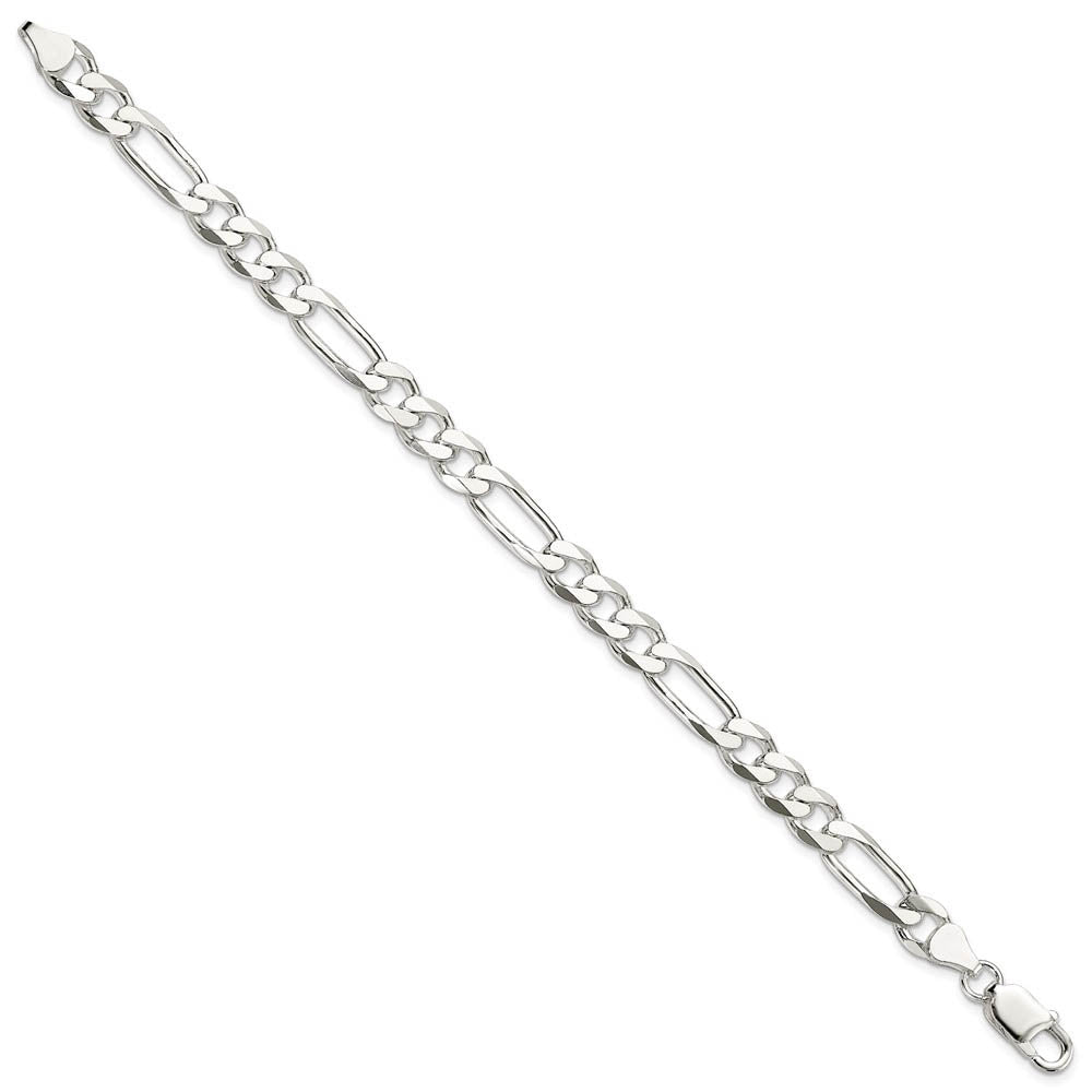 Alternate view of the Men's 7.5mm Sterling Silver Solid Figaro Chain Bracelet by The Black Bow Jewelry Co.