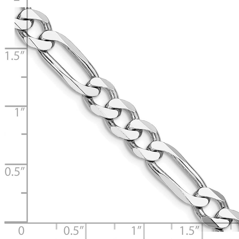 Alternate view of the Mens 7.5mm Rhodium Plated Sterling Silver Solid Figaro Chain Bracelet by The Black Bow Jewelry Co.
