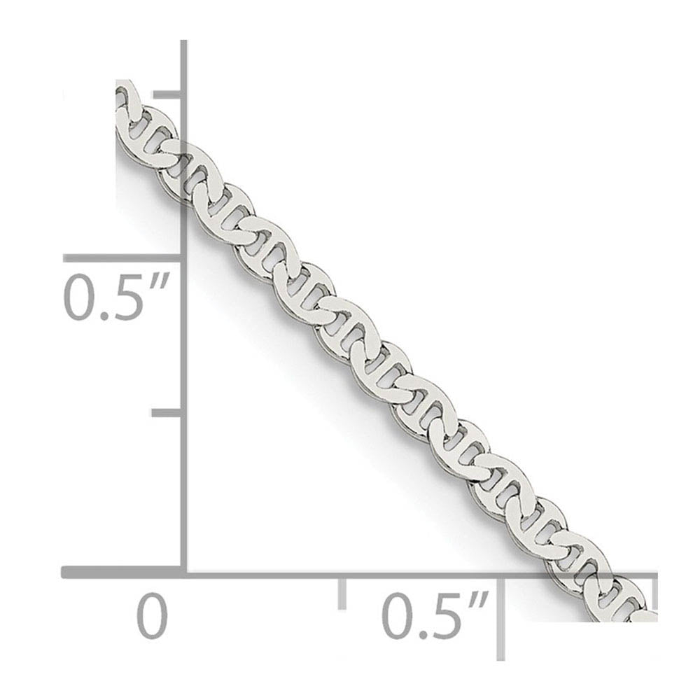 Alternate view of the 2.25mm Sterling Silver Solid Flat Anchor Chain Anklet by The Black Bow Jewelry Co.