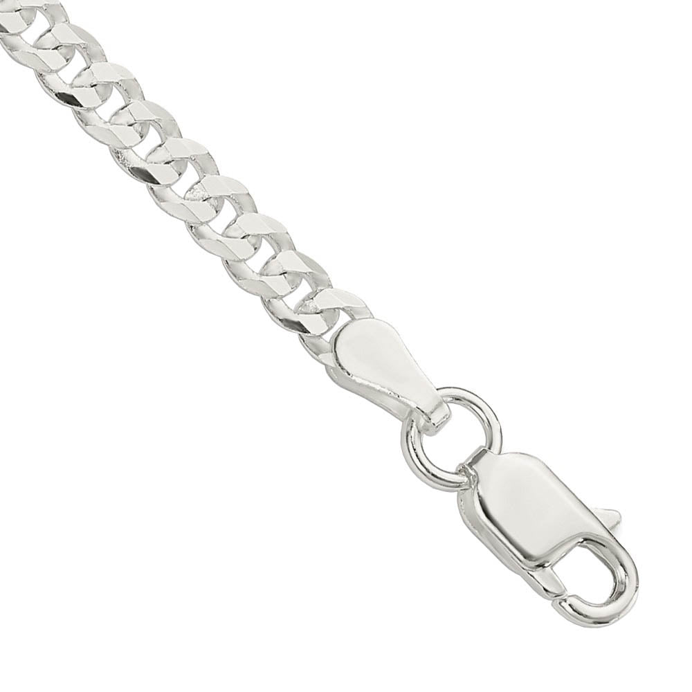 3mm Sterling Silver Solid Flat Curb Chain Bracelet, Item C10700-B by The Black Bow Jewelry Co.