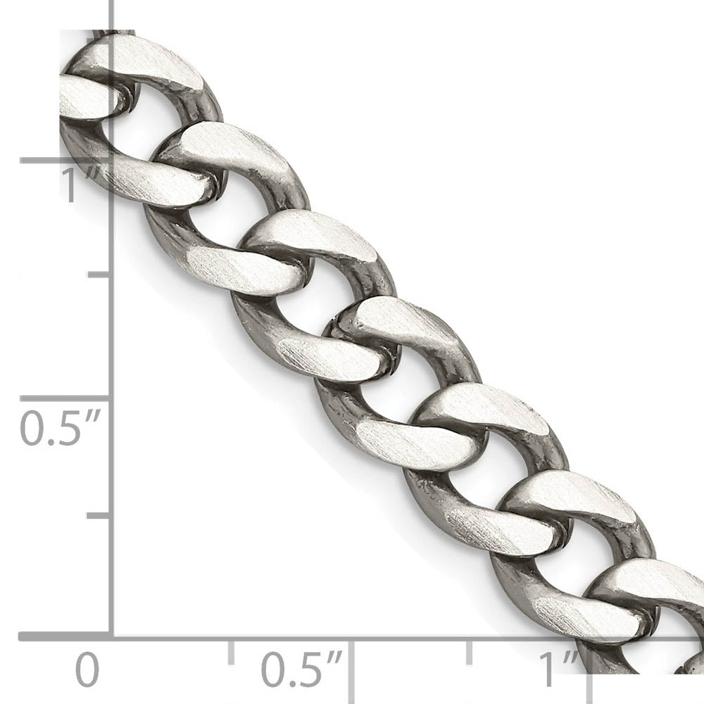 Alternate view of the Men's 8mm Sterling Silver Solid Antiqued Flat Curb Chain Bracelet by The Black Bow Jewelry Co.