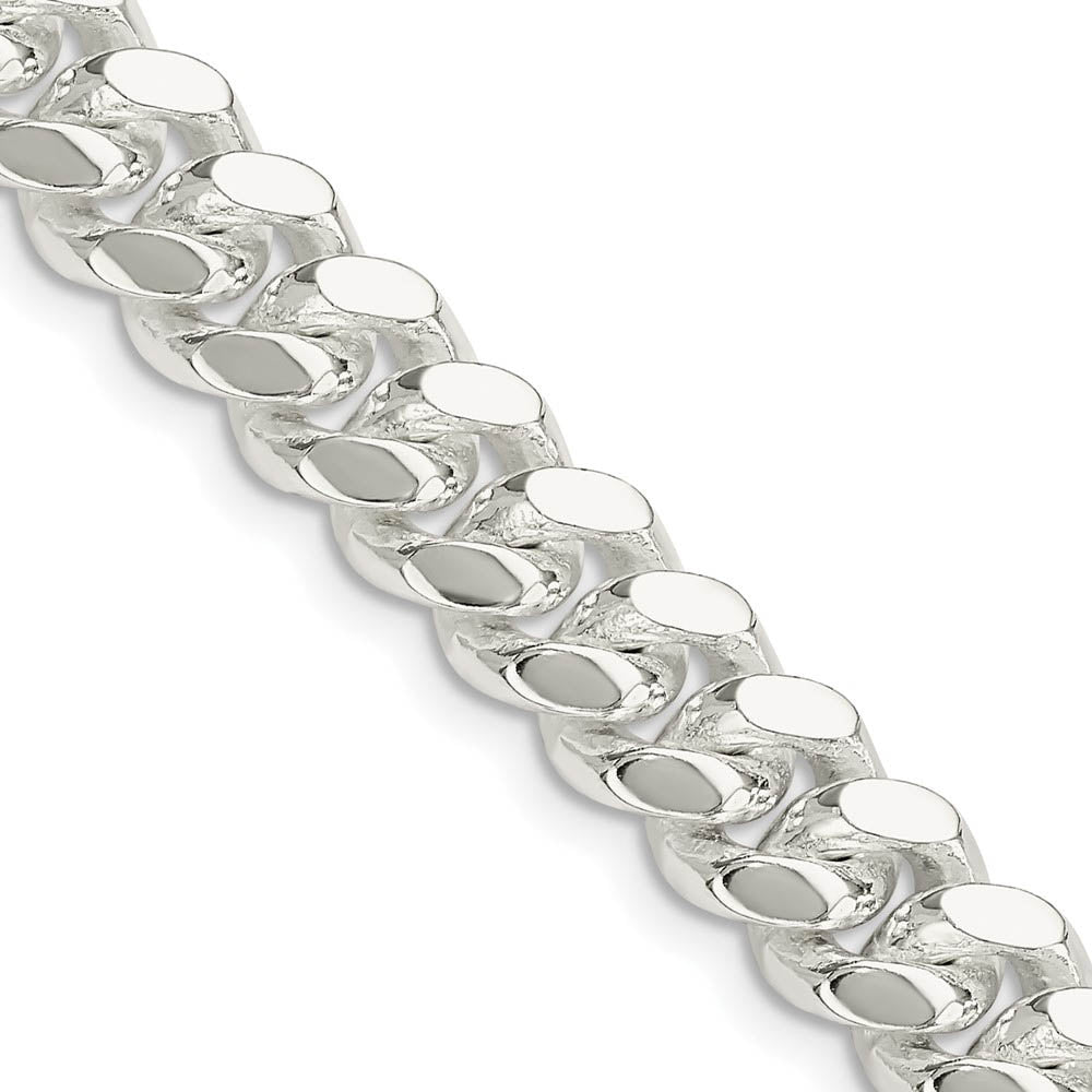 Men's 9mm Sterling Silver Solid Miami Curb Chain Bracelet, Item C10708-B by The Black Bow Jewelry Co.