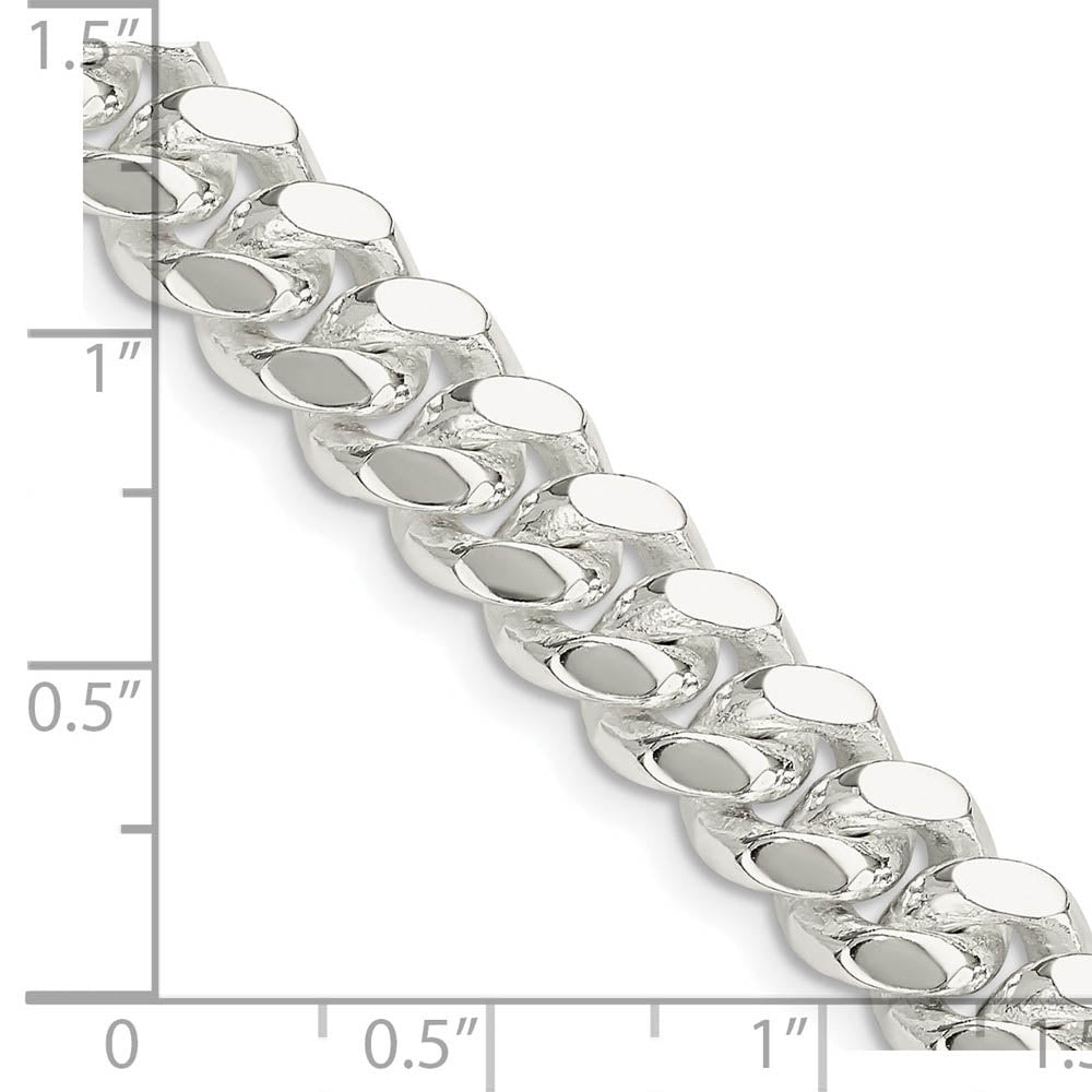 Alternate view of the Men's 9mm Sterling Silver Solid Miami Curb Chain Bracelet by The Black Bow Jewelry Co.